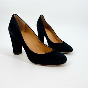 J. Crew Classic Suede Pumps Round Toe in Black Size 8